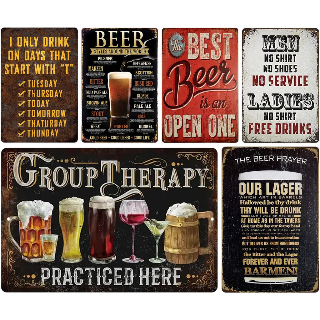 Vintage Bier Metallschild Set | Retro Bar & Männerhöhle Deko