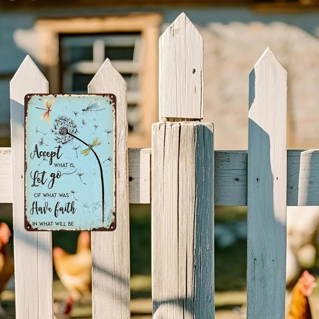 Inspirational Metal Sign: Accept, Let Go, Have Faith - Rustic Farmhouse Decor