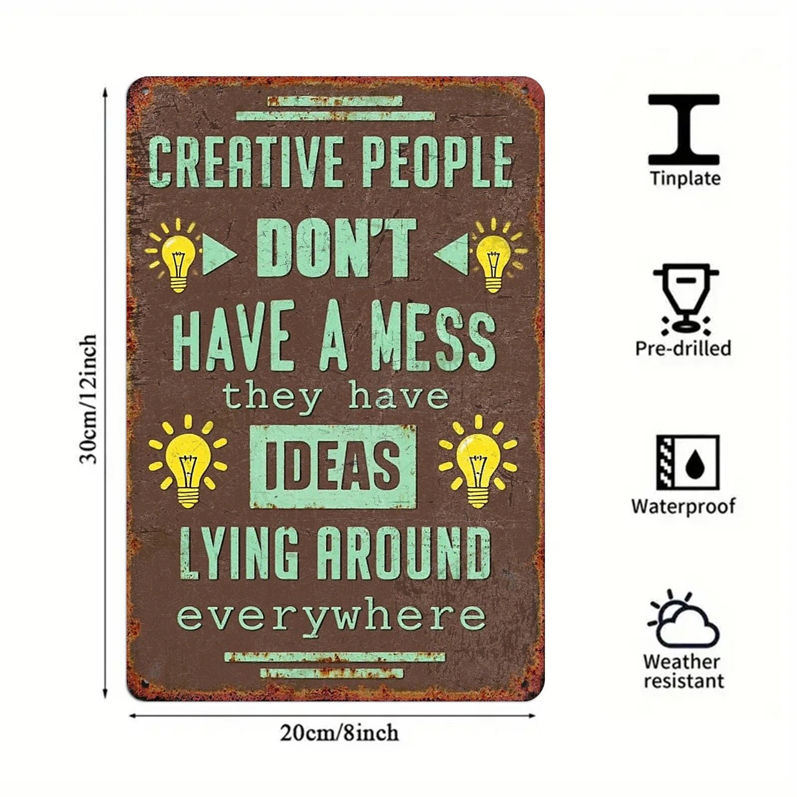Creative People Metal Sign: Vintage Style Inspirational Studio Decor