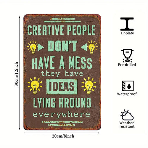 Creative People Metal Sign: Vintage Style Inspirational Studio Decor