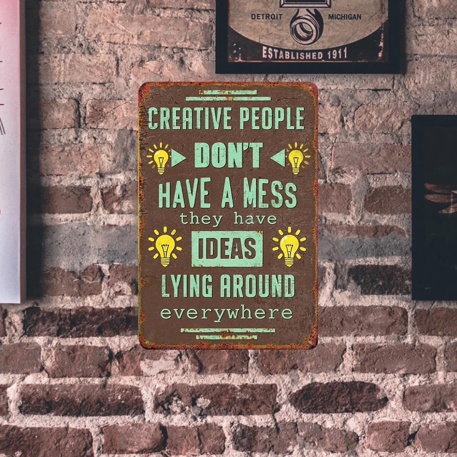 Creative People Metal Sign: Vintage Style Inspirational Studio Decor