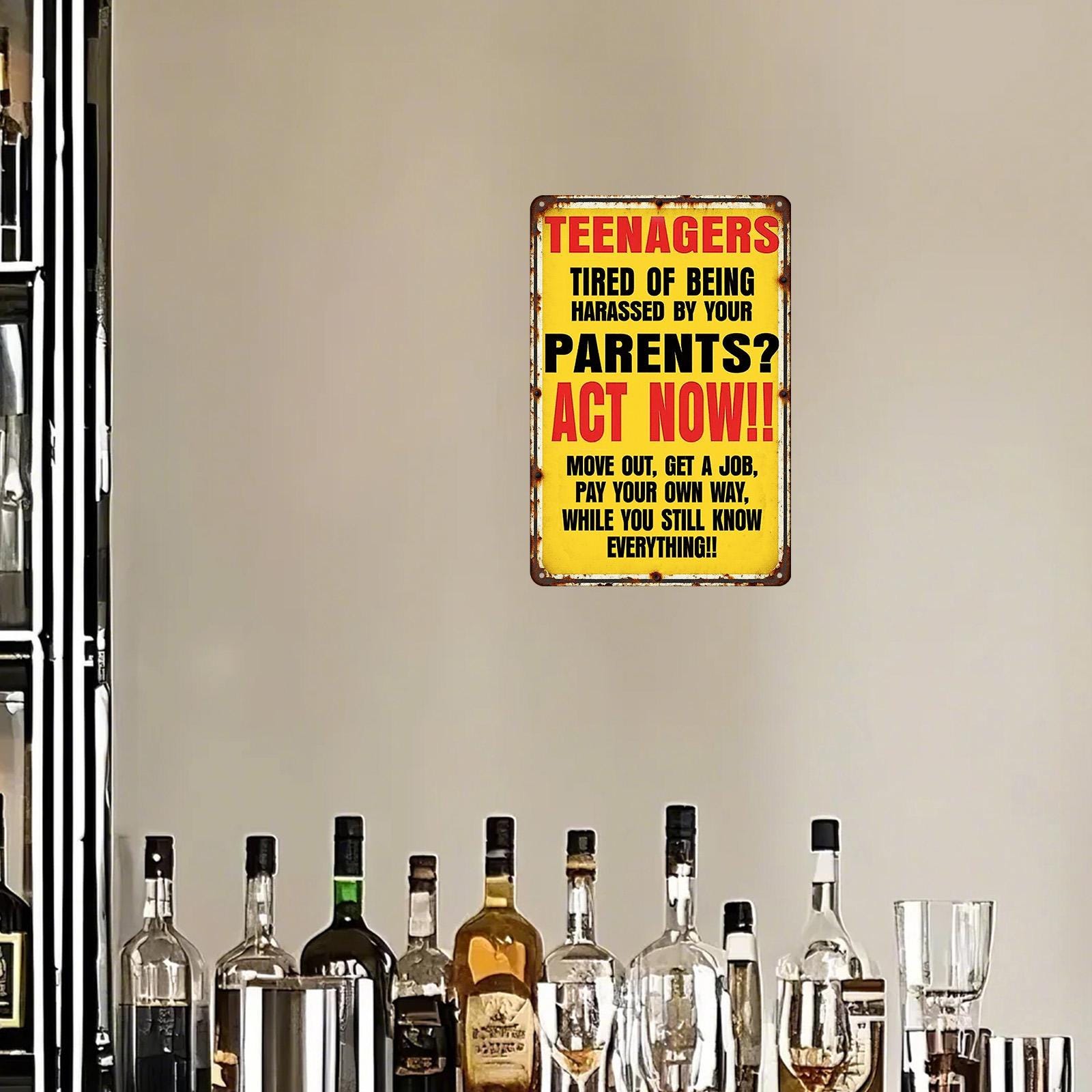 Funny Teenagers Metal Sign: Vintage Sarcastic Humor Wall Art