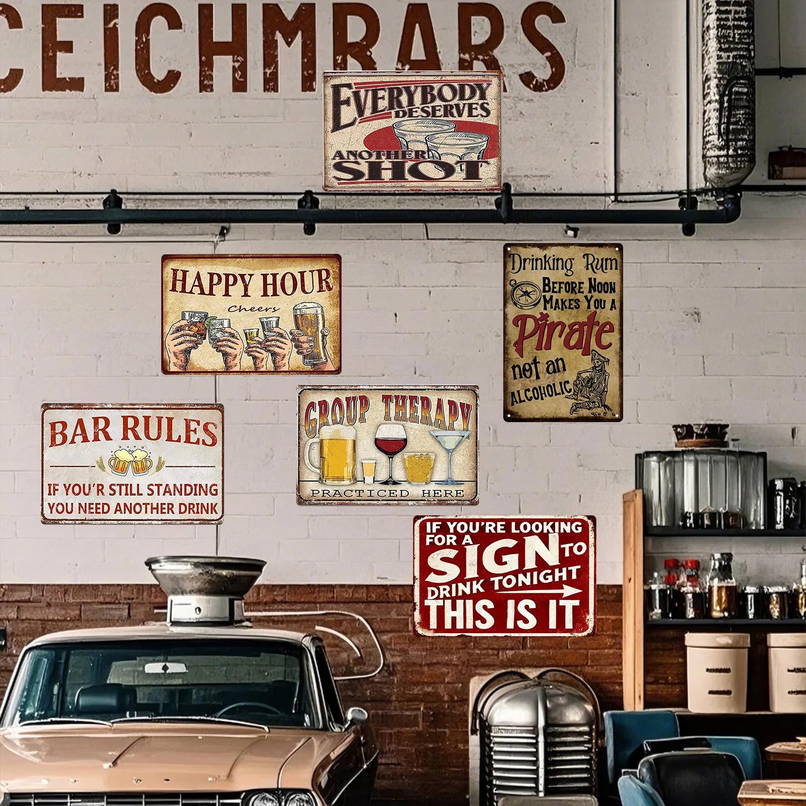 Vintage Bar Rules Metal Sign: Humorous Drinking Quotes, Man Cave Decor