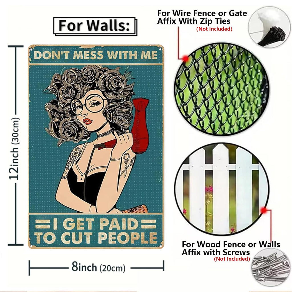 Retro Hair Salon Metal Sign Set | Vintage Barber Shop Wall Decor