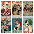 Retro Hair Salon Metal Sign Set | Vintage Barber Shop Wall Decor