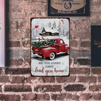 Panneau métallique de Noël camions rouges rétro | Décor de vacances style ferme