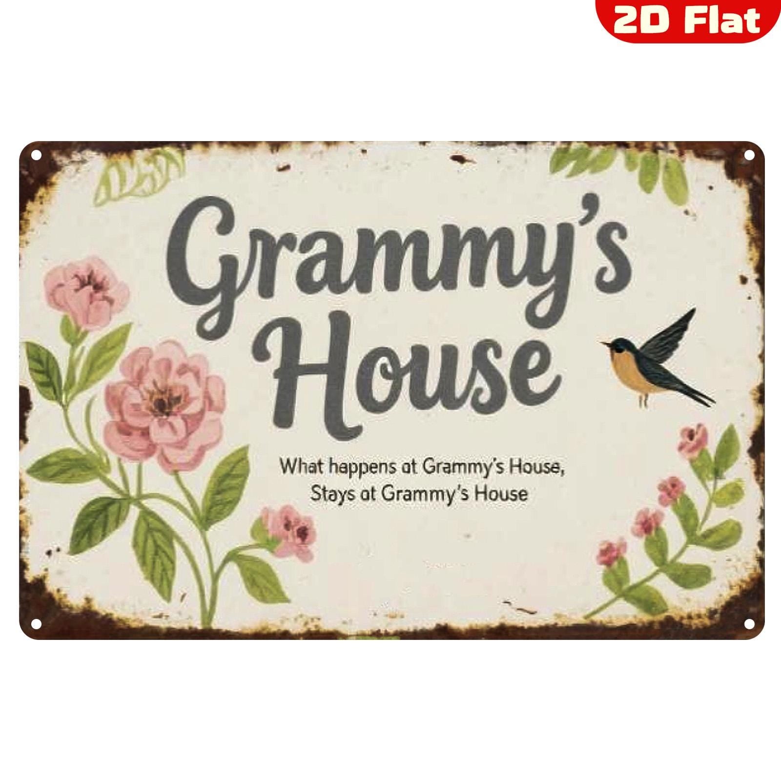 Grammy's House Metal Sign: Rustic Floral Vintage-Style Decor