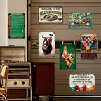 Vintage Billardzimmer-Schild | 8-Ball Regeln & Pin-Up Kunst | Metallschild für die Männerhöhle