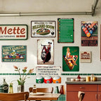 Vintage Billardzimmer-Schild | 8-Ball Regeln & Pin-Up Kunst | Metallschild für die Männerhöhle