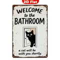Lustiges Metallschild „Schwarze Katze“ für das Badezimmer | Vintage-WC-Humor Wanddekoration