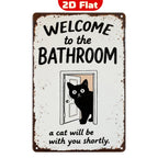 Lustiges Metallschild „Schwarze Katze“ für das Badezimmer | Vintage-WC-Humor Wanddekoration