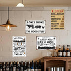Vintage BBQ Grill Rules Metal Signs Set (4)