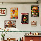 Vintage Burger Blechschild | Retro Küche, Bar Deko
