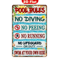 Retro Pool Regeln Metallschild | Lustige Schwimmbad-Deko