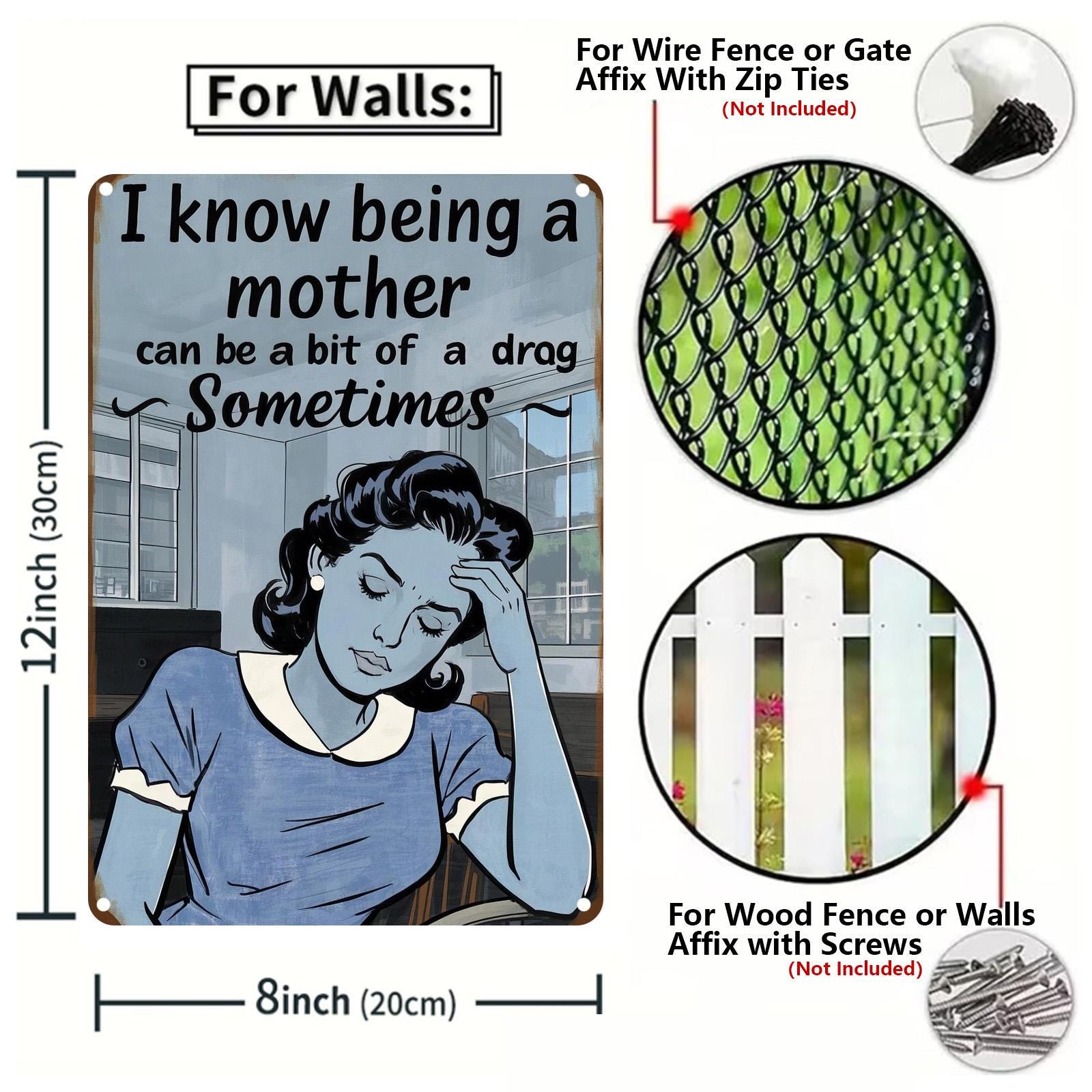 Vintage Motherhood Metal Sign: Retro Kitchen Wall Art