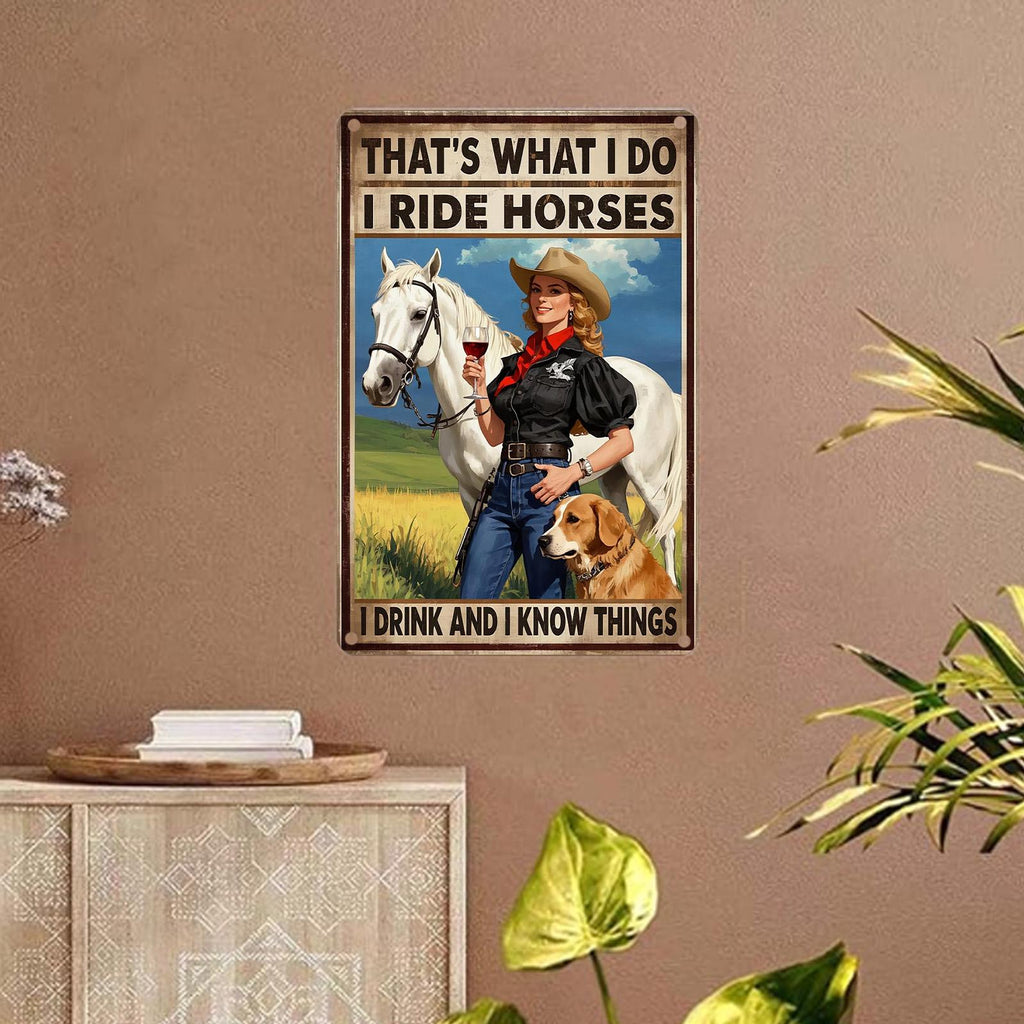 Panneau Métal Équitation & Boisson | Déco Murale Style Vintage