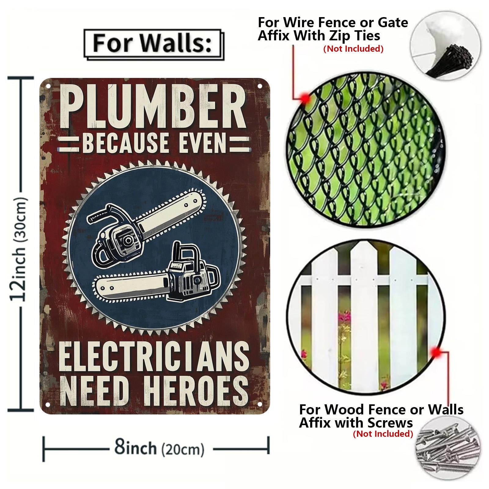 Vintage Plumber Hero Metal Sign: Humorous Garage & Workshop Decor