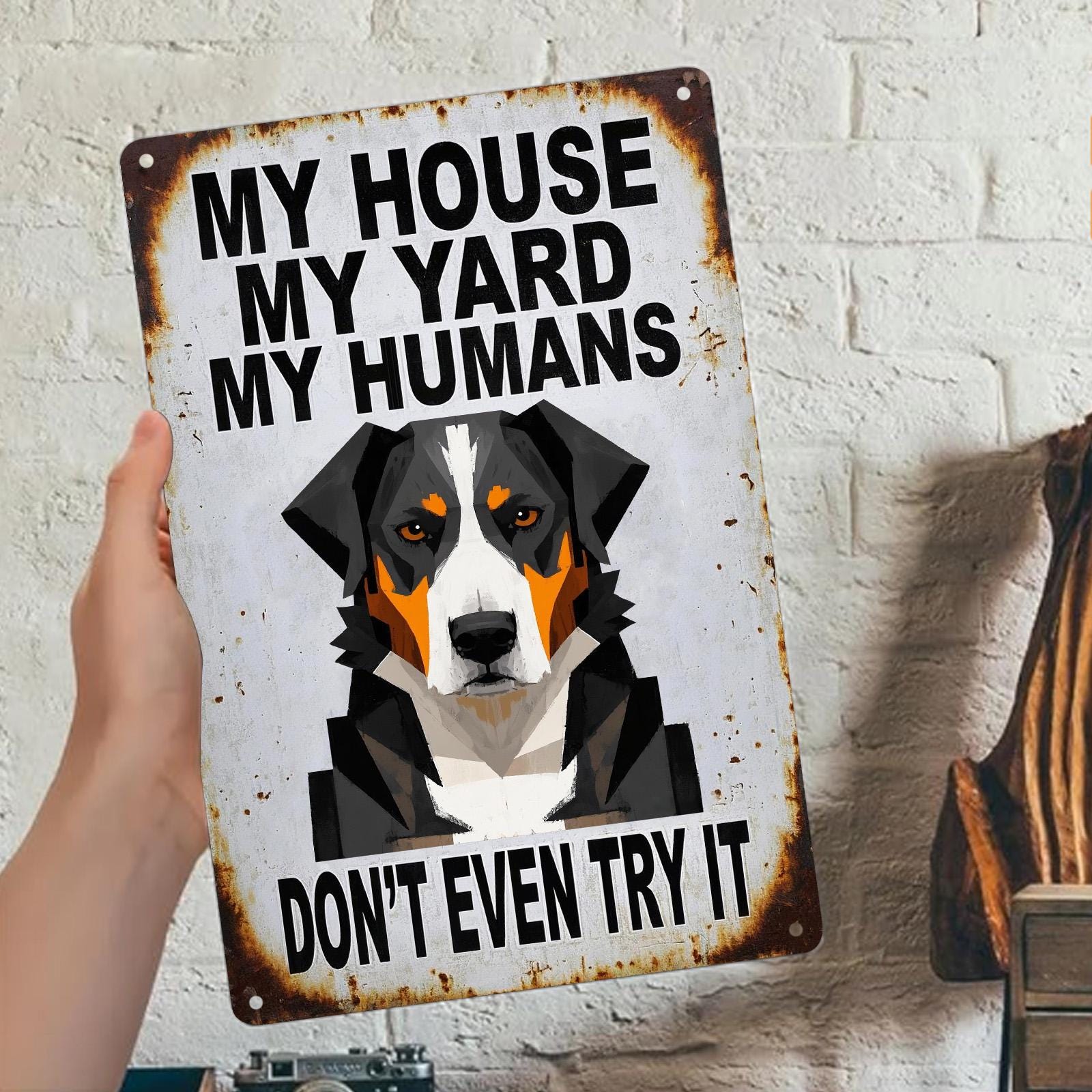 Rustic Bernese Mountain Dog Metal Sign, Home & Garden Decor