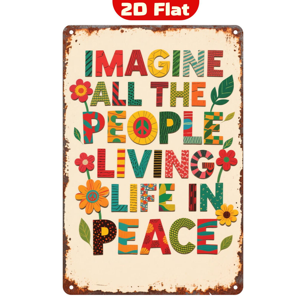 Peace Quote Metal Sign: Retro Hippie Wall Art - Durable Tinplate