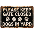 Keep Gate Closed Dog Sign: Rustic Metal Pet Warning Plaque