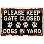 Hundeschild "Tor geschlossen halten" | Rustikales Metall-Warnschild für Haustiere
