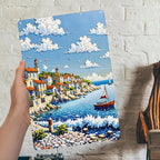 Vintage Küstenleuchtturm Metall Wandbild | Rostiges Dorf Szenen Metallschild