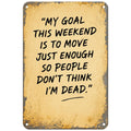 Funny Weekend Goal Metal Sign: Humor Wall Decor