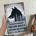 Vintage Lone Wolf Metal Sign: Cabin Man Cave Wall Art