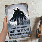 Vintage Lone Wolf Metal Sign: Cabin Man Cave Wall Art