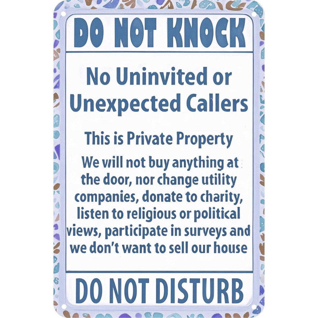 Do Not Knock Metal Sign: Private Property - UV Protected Tinplate