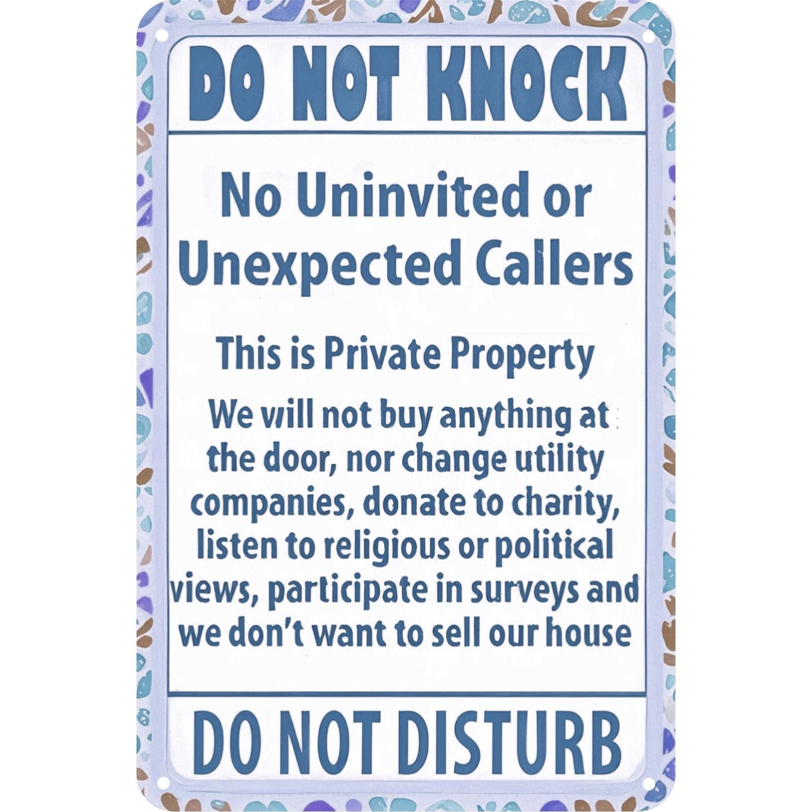 Do Not Knock Metal Sign: Private Property - UV Protected Tinplate