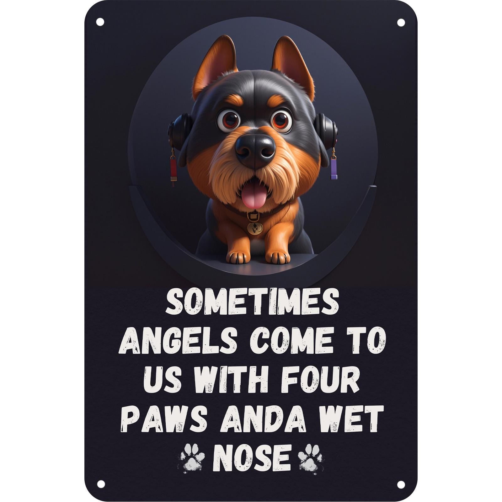 Dog Quote Metal Sign: "Angels with Four Paws" - Pet Lover Wall Decor