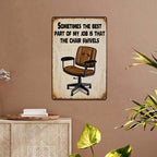 Lustiges Bürostuhl Metallschild | Rustikaler Arbeitsplatz Humor Wandschmuck