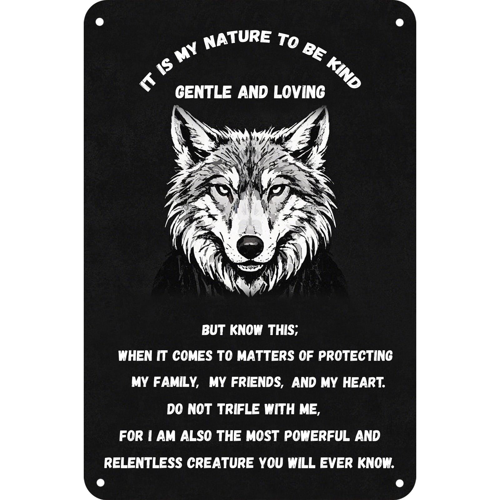 Wolf Inspirational Metal Sign: Rustic Cabin Decor
