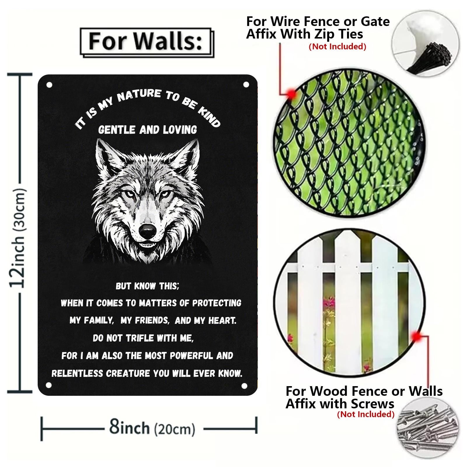 Wolf Inspirational Metal Sign: Rustic Cabin Decor