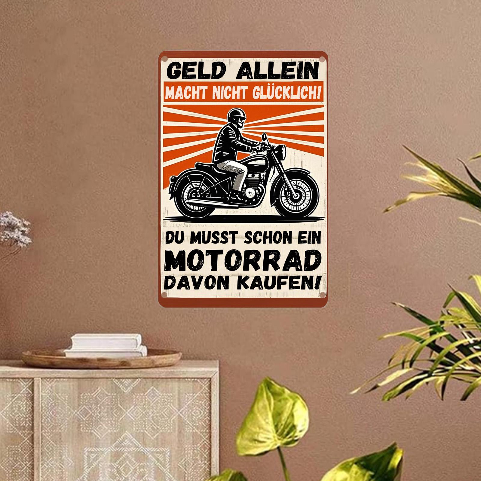 Funny German Motorcycle Metal Sign: Vintage Biker Decor