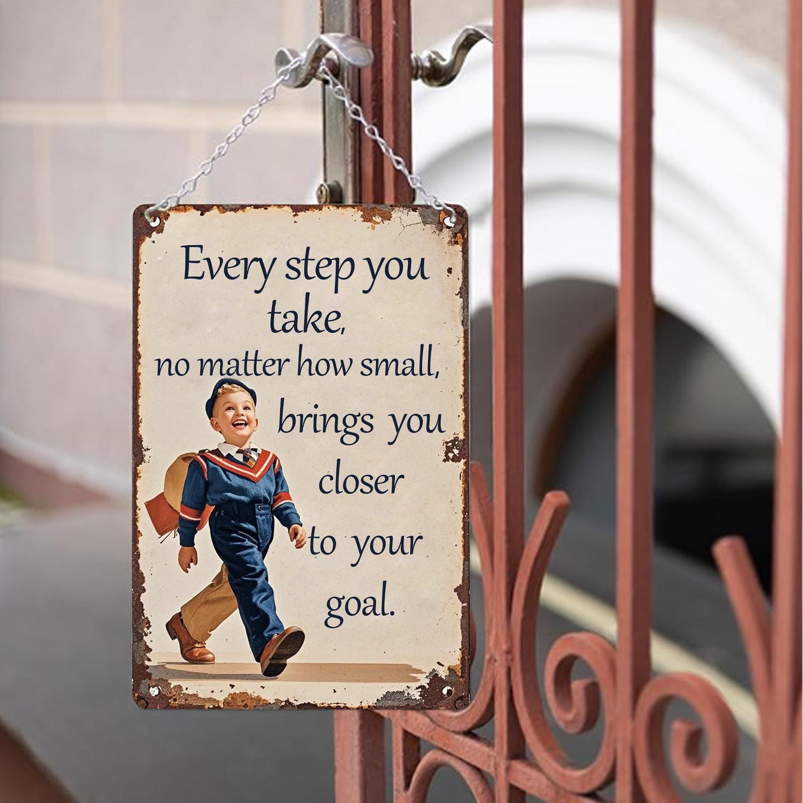 Inspirational Quote Metal Sign: Vintage Rustic Wall Decor - 8x12" Tinplate