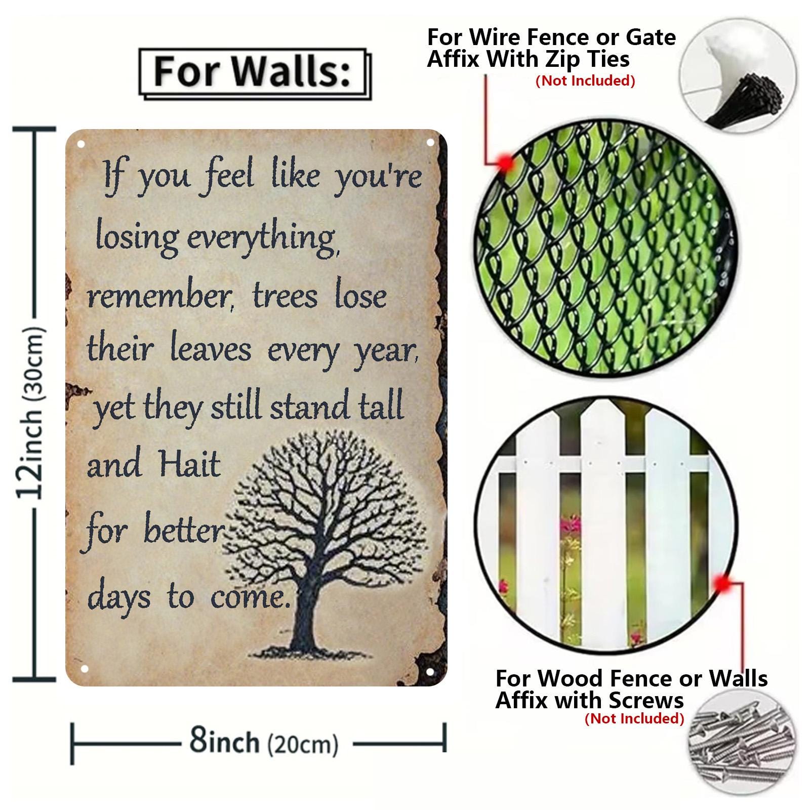 Tree of Life Metal Sign: Rustic Vintage Inspirational Wall Decor