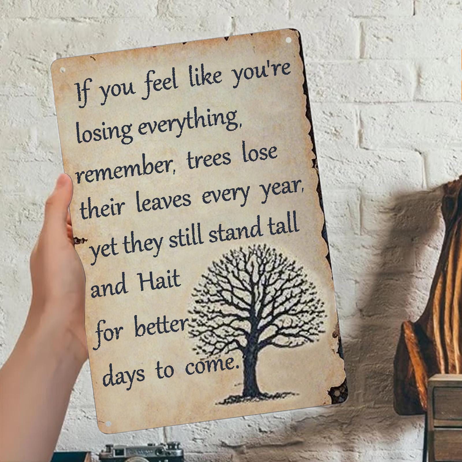 Tree of Life Metal Sign: Rustic Vintage Inspirational Wall Decor