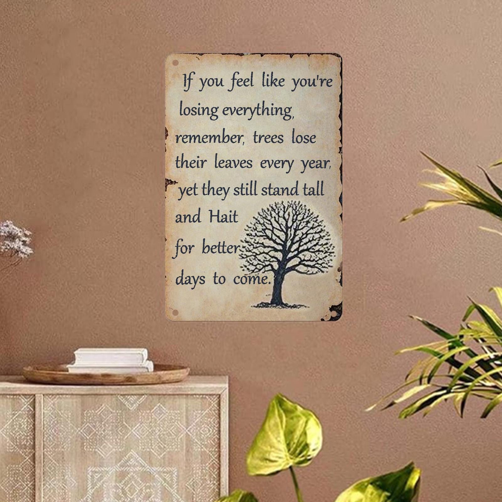 Tree of Life Metal Sign: Rustic Vintage Inspirational Wall Decor