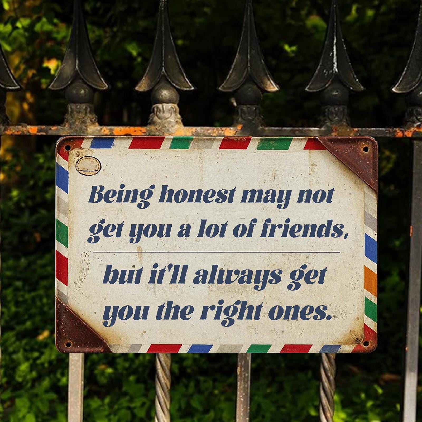 Inspirational Quote Metal Sign: Rustic Vintage Farmhouse Wall Decor