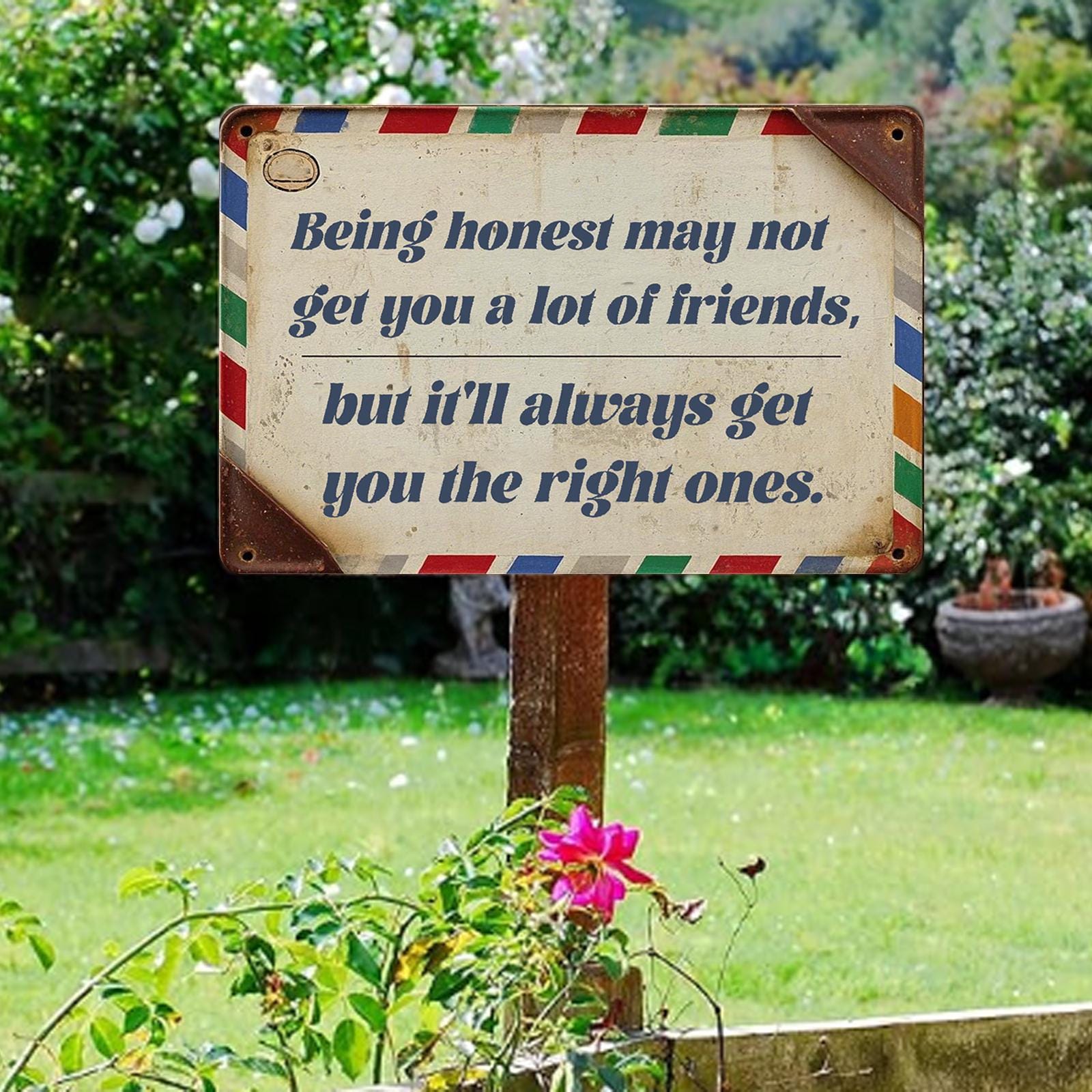 Inspirational Quote Metal Sign: Rustic Vintage Farmhouse Wall Decor