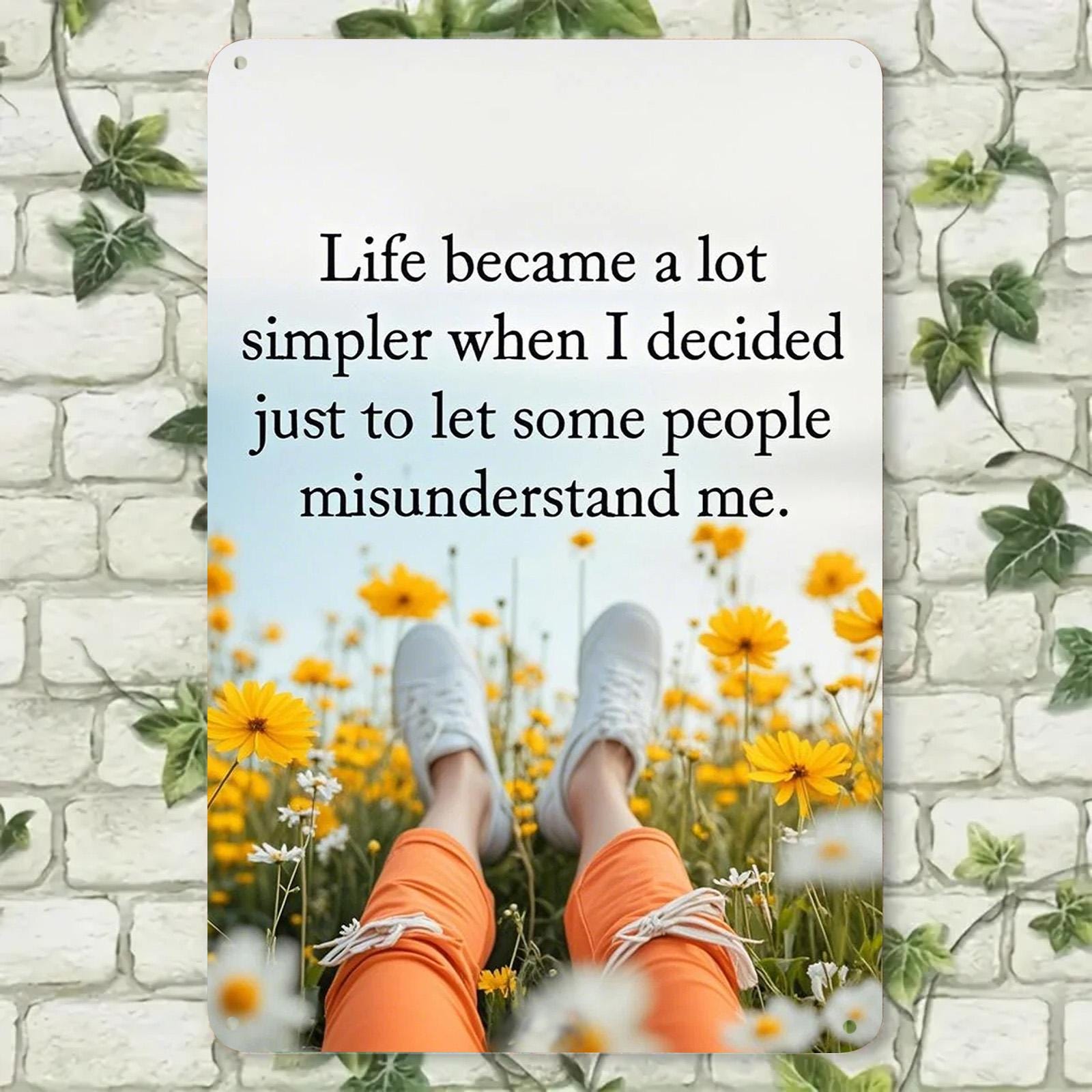 Vintage Motivational Metal Sign: Yellow Flower Field, Home Decor (8x12)