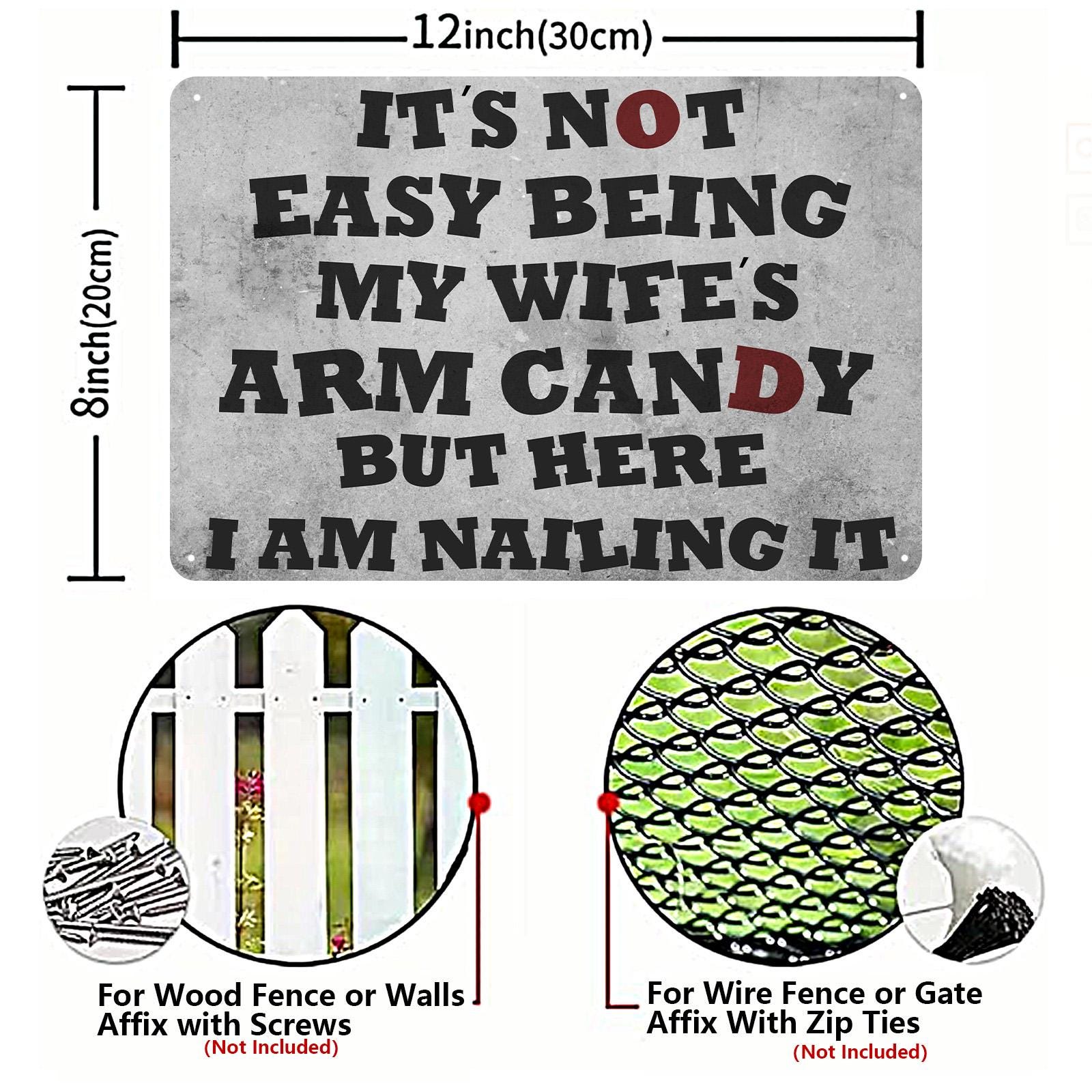 Vintage "Arm Candy" Metal Sign: Funny Man Cave Garage Decor