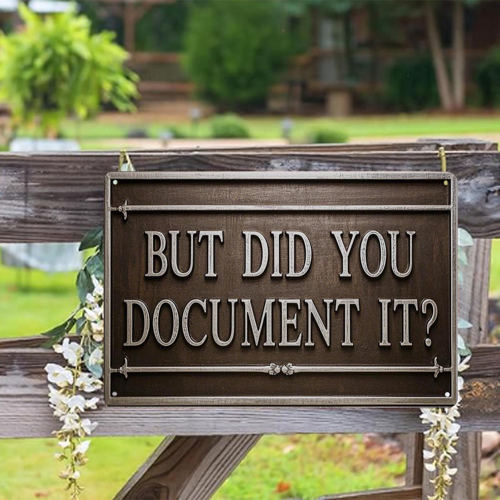 Vintage "But Did You Document It" Metal Sign: Retro Office or Home Wall Decor