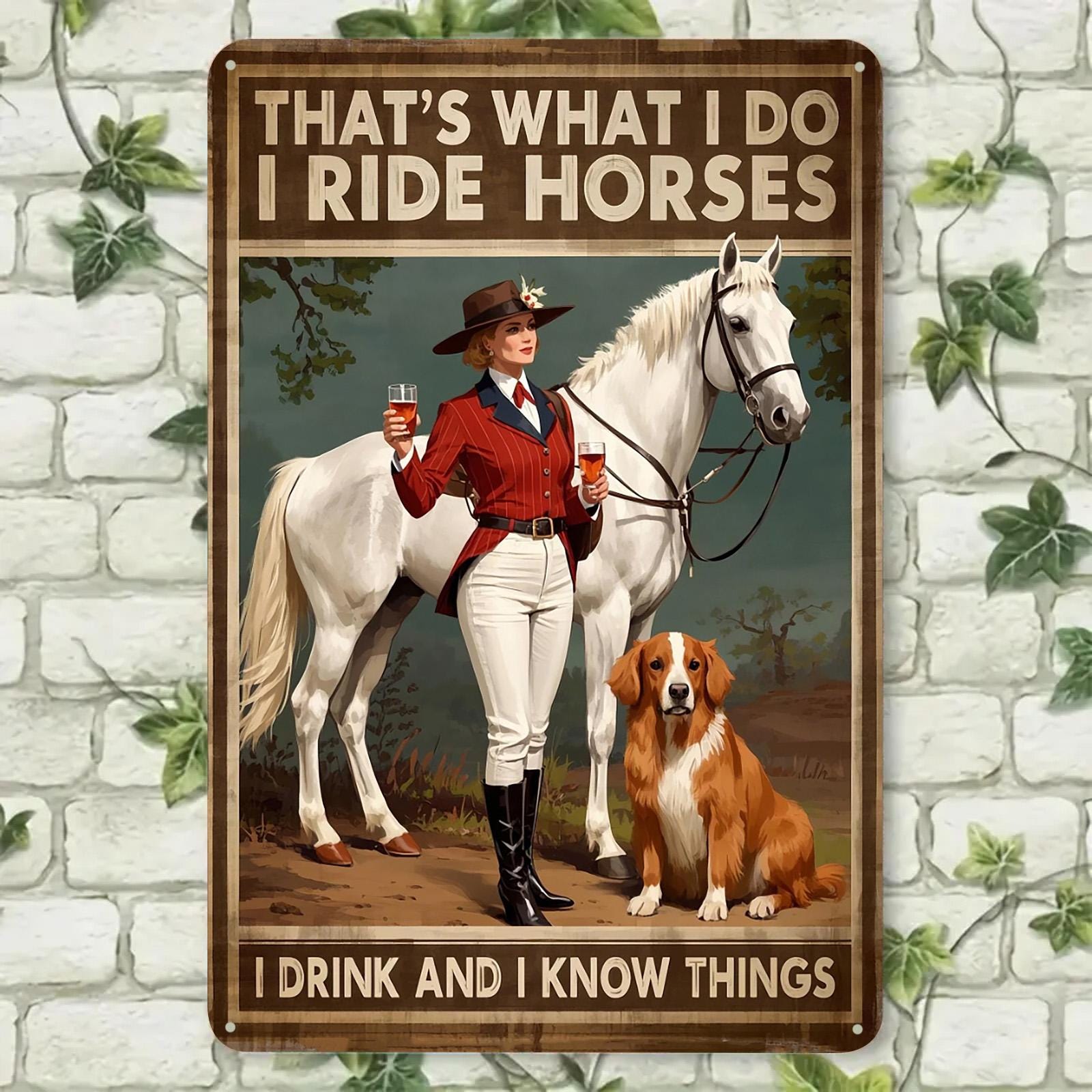 Funny Horse Riding Metal Sign: Equestrian Wall Art Decor