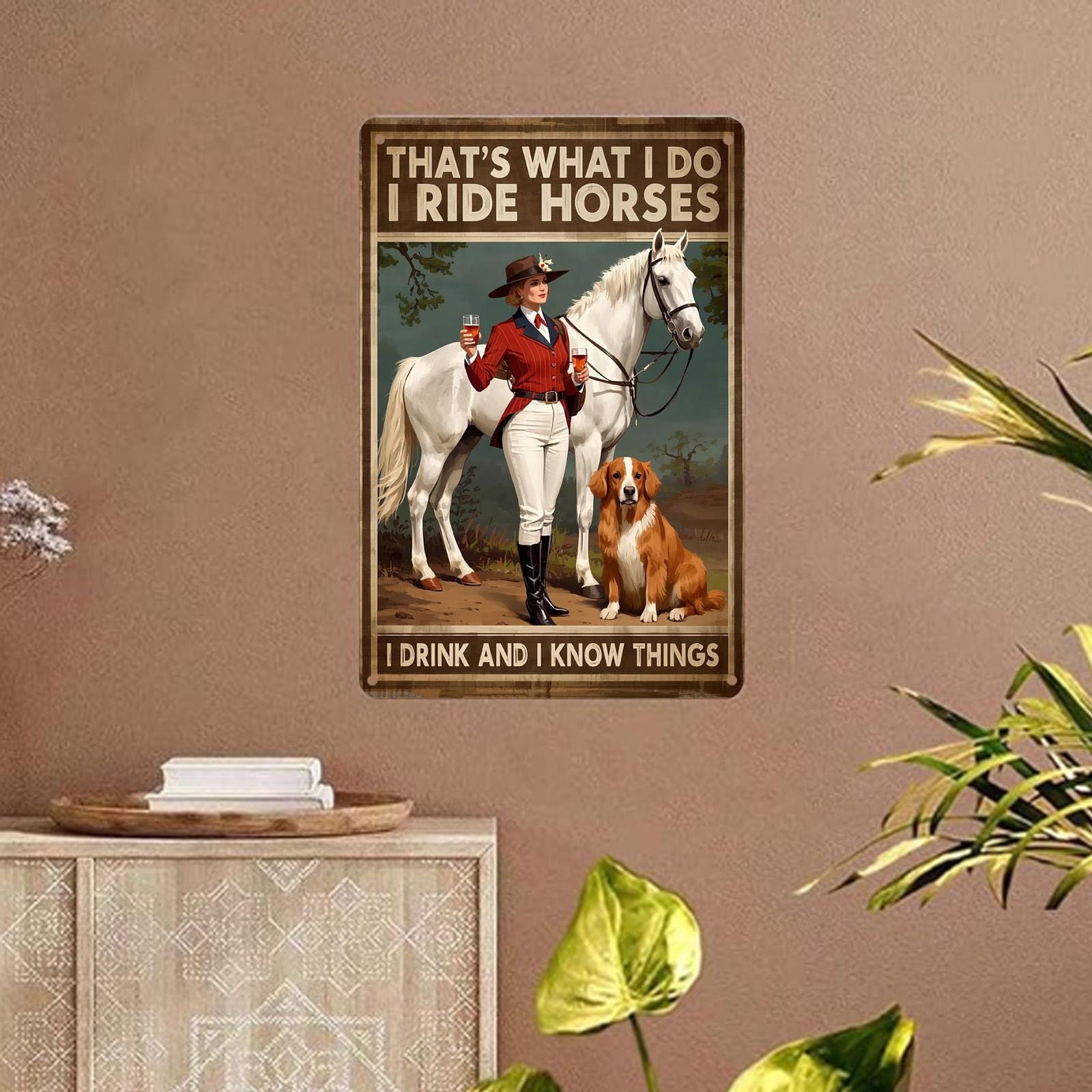Funny Horse Riding Metal Sign: Equestrian Wall Art Decor