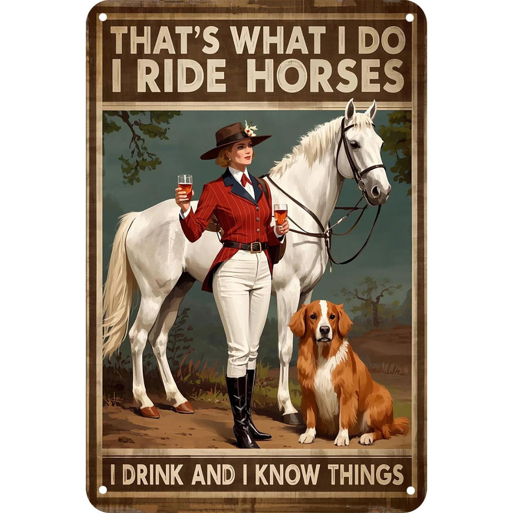 Funny Horse Riding Metal Sign: Equestrian Wall Art Decor