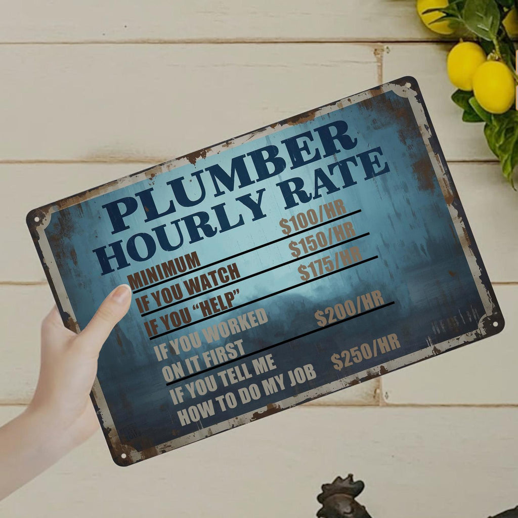 Funny Plumber Metal Sign: Retro Humor Wall Art for Man Cave