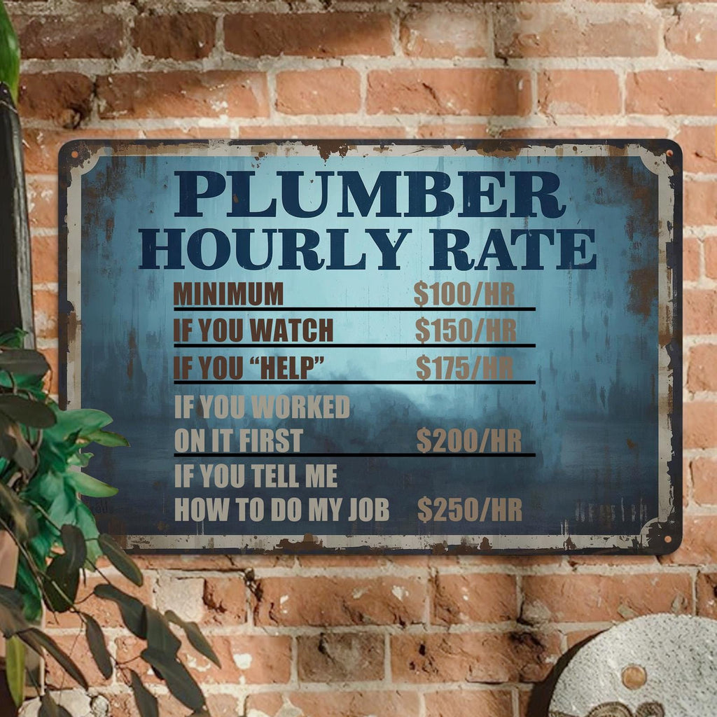 Funny Plumber Metal Sign: Retro Humor Wall Art for Man Cave